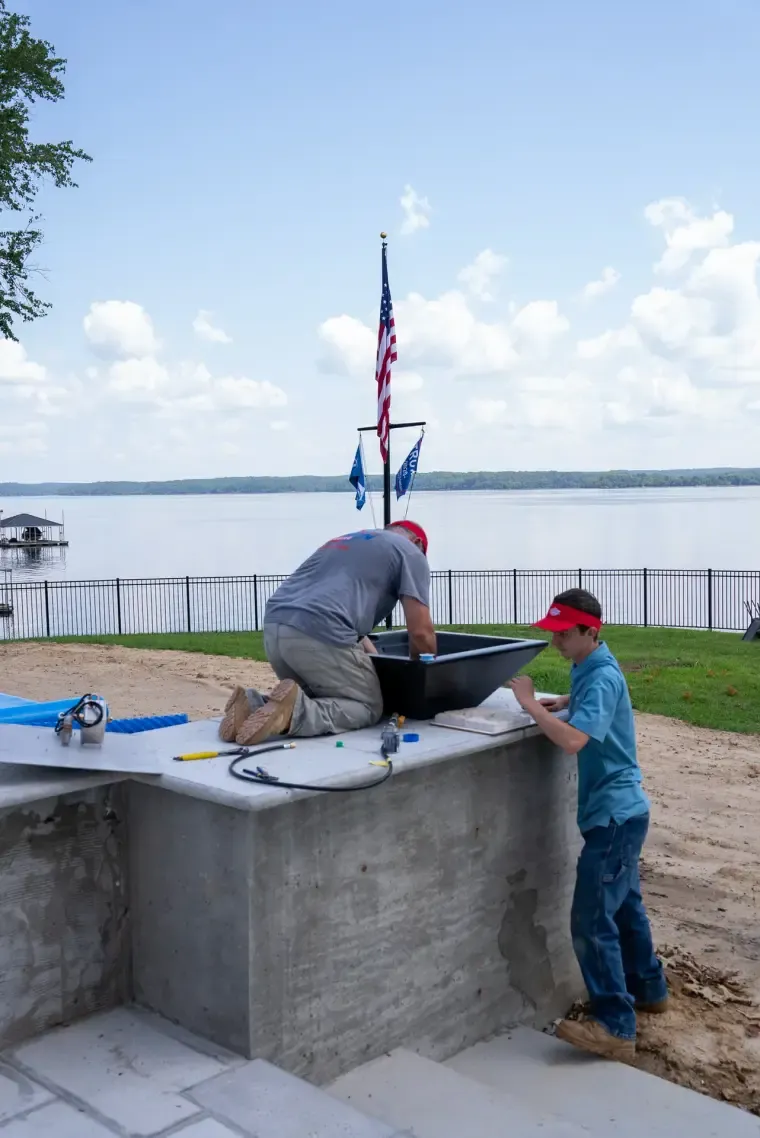 Stinson crew on a lakefront job site in Western Kentucky